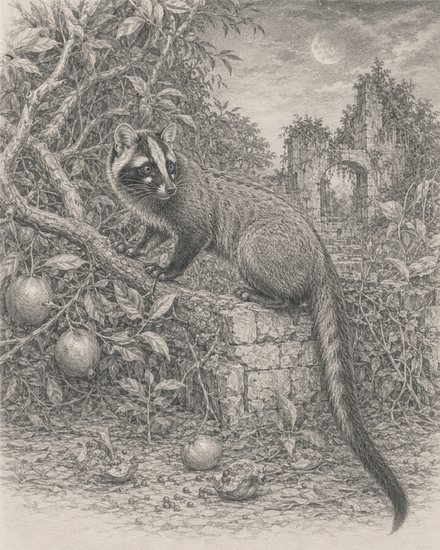 Illustration of a masked palm civet
