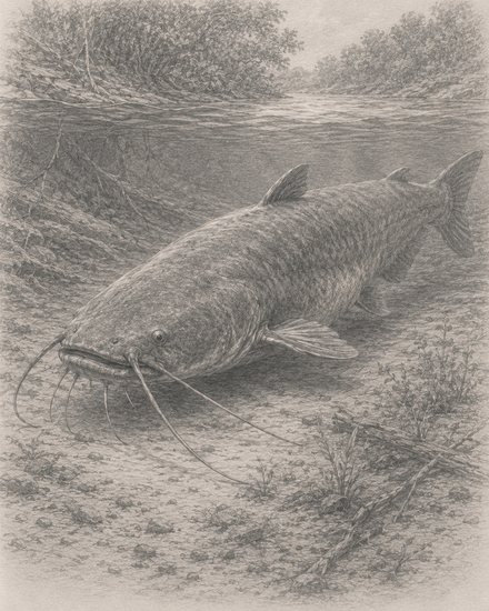 Illustration of a Mekong giant catfish